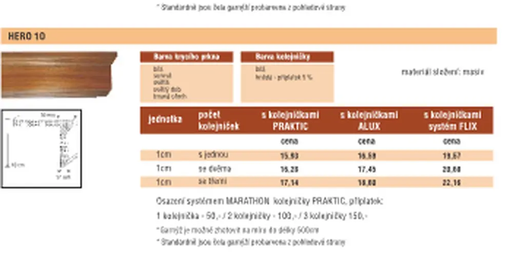 Ozdobná garnyž se stahovací nebo pevnou kolejnicí